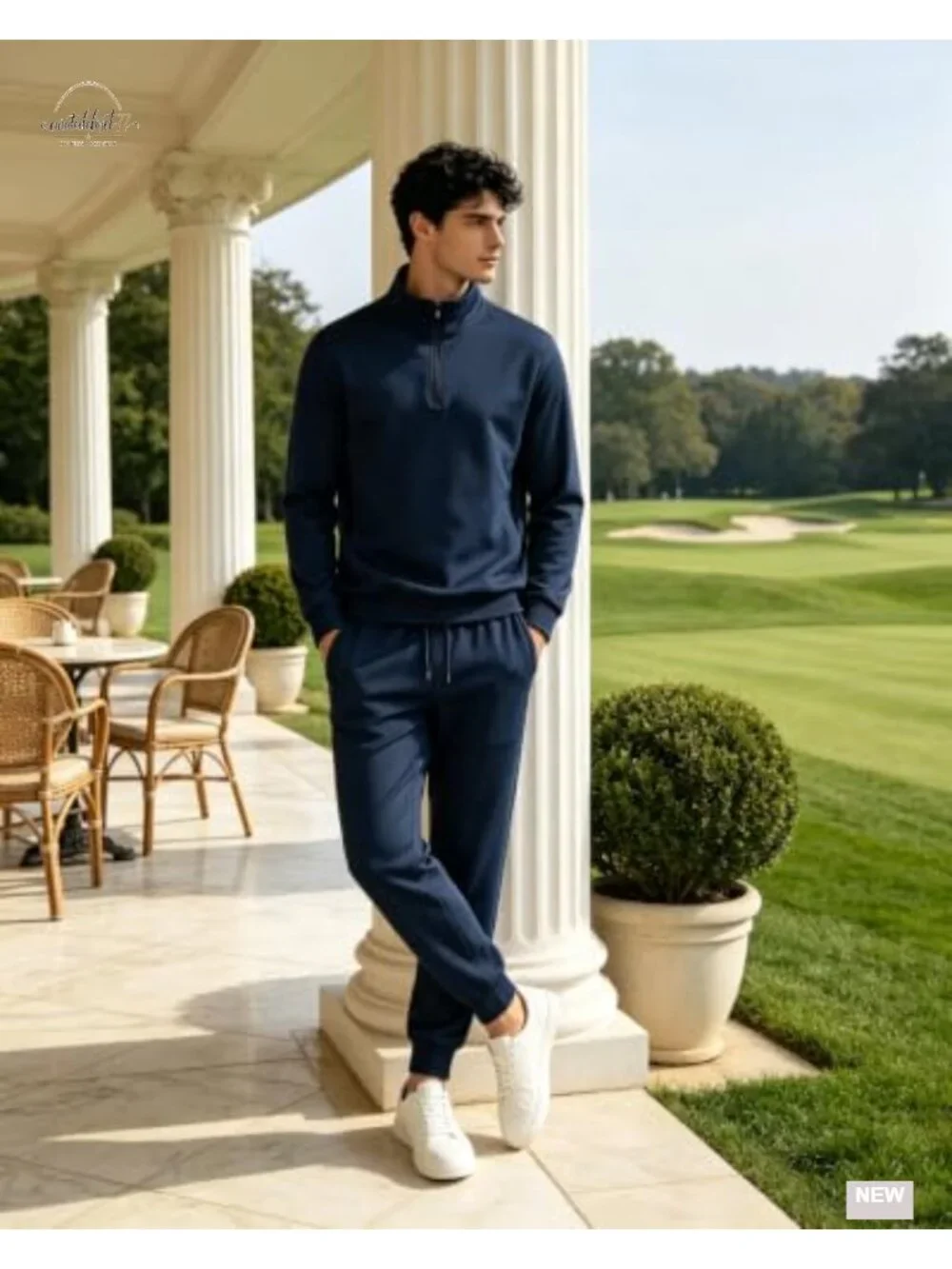 Mens Sweatsuit 2 Piece Set Quarter Zip Pullover Jogging Suit Athletic Outfit